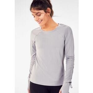 Fabletics Cashel II Top Gray/lilac Adjustable Ruched Long Sleeve Women’s S